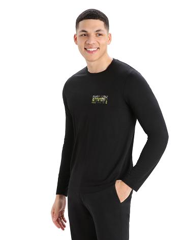 Pánské Long Sleeve Icebreaker Merino Tech Lite II T-Shirt Summit Tread Černé | CZ 1710CTVE